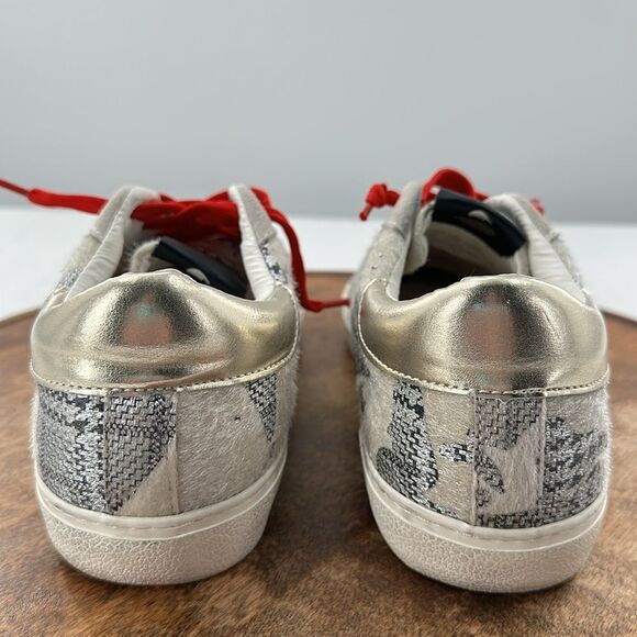 Steve Madden Shoes Wm 10 M Philosophy Lace Up Star Houndstooth Metallic Gold - Picture 4 of 13